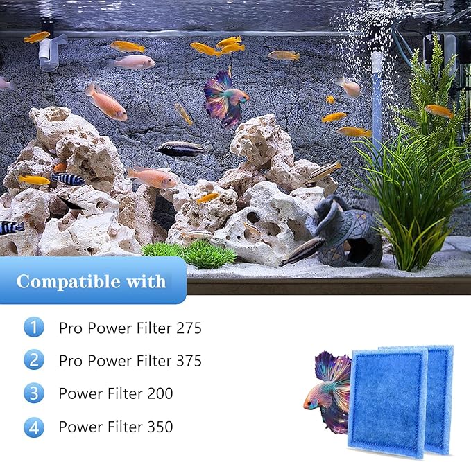 Aquarium Filter Cartridge 16 Pack Rite-Size C Filter Replacement Cartridges Compatible with PRO Power Filters 275/375 /Power Filters 200/350-PawvioPets