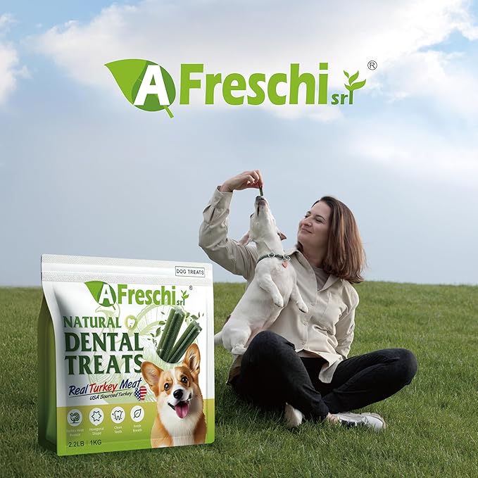 Afreschi Turkey Dental Sticks for Dogs, 2.2 lb – All Natural Dog Chews, USA-Sourced Trukey, Hypoallergenic, Long-Lasting Chew for Puppies and Adult Dogs, Grain-Free, Signature Series-PawvioPets