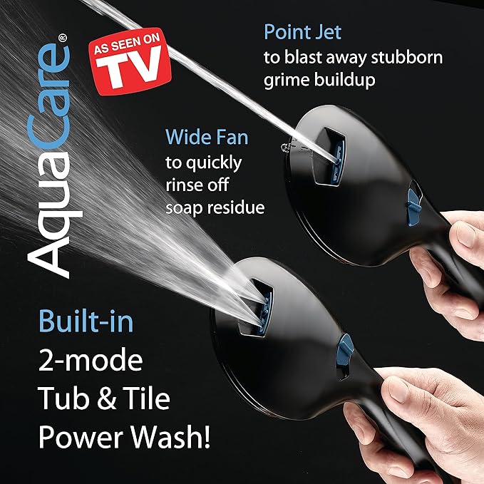 AquaCare High Pressure 8-mode Handheld Shower Head - Anti-clog Nozzles, Built-in Power Wash to Clean Tub, Tile & Pets, Extra Long 6 ft. Stainless Steel Hose, Wall & Overhead Brackets-PawvioPets