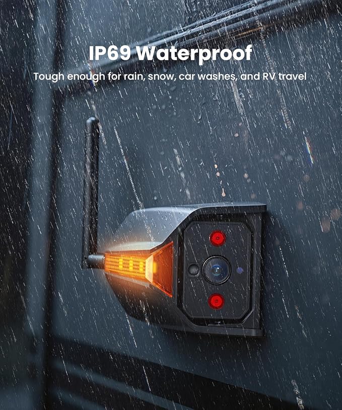 AUTO-VOX RV Backup Camera Wireless System: Left/Right Side Cameras, Adjustable Angle with IR Night Vision, IP69K Waterproof, Works Only with WF1, for Class A/B/C Motorhome, 5th Wheel, Travel Trailer-PawvioPets