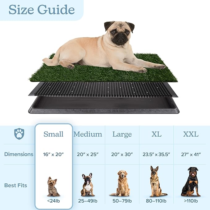 Artificial Grass Puppy Pee Pad for Dogs and Small Pets - 16x20 Reusable 3-Layer Training Potty Pad with Tray - Dog Housebreaking Supplies by PETMAKER-PawvioPets