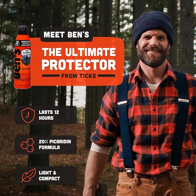 Ben's Tick Repellent - Tick, Mosquito & Insect Repellent Spray for Adults & Children - Bug Spray with 20% Picaridin - Offers 12 Hours of Protection - 6 fl oz (Pack of 3)-PawvioPets