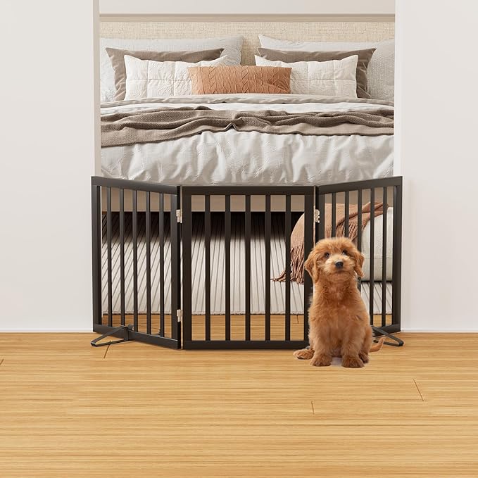 Black 18-55" Foldable Pet Gate for Stairs & Doorways, Puppy Gate Fence-PawvioPets