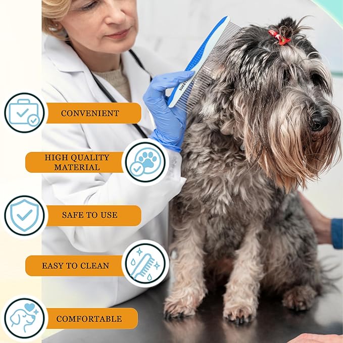 Dog Grooming Comb for Matting, Dog combs for grooming matting, Dematting Comb for Dogs and Cat with Stainless Steel Teeth & Non-Slip Handle (Style 1- Blue)-PawvioPets