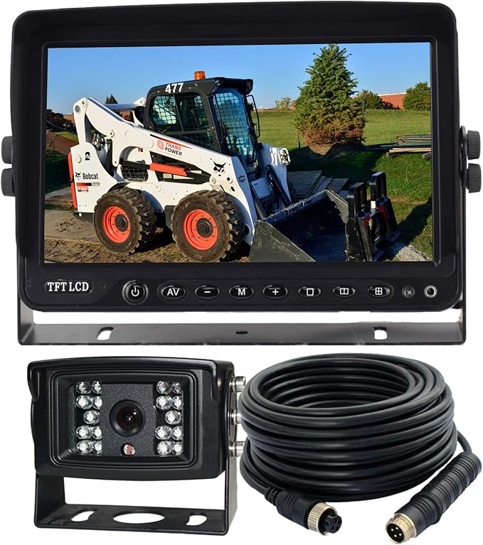 AHD 1080P 7" Reverse Rear View Backup Camera System, Camera with Night Vision Waterproof IP69K Vibration-Proof 10G for Tractor/Truck/Bus/Motorhome/Excavator/Caravan/Skid Steer/Harvester-PawvioPets