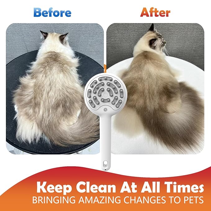 Cat Brushes for Indoor Cat, 6 in 1 Pet Steam Brush for Dog Cats Grooming Kit Supplies Hair Grooming for Long Short Hair Cats Dogs Massage & 2 Water Spray Modes Shedding Brush-PawvioPets