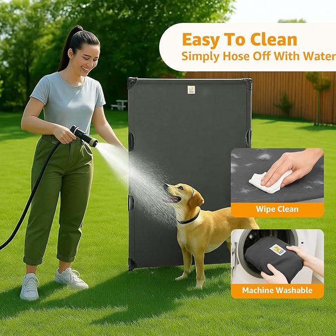 Canvas Elevated Dog Bed, Durable Chew Proof Outdoor Raised Pet Cot for Extra Large Dogs, Waterproof, Breathable, Portable, Washable, Easy Assembly, Sturdy Frame for Camping & Travel, Dark Grey-PawvioPets