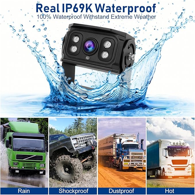 Backup Camera for Truck RV,Back up Camera with Screen Kit HD 1080P 7inch Reverse Monitor,Rear View Cameras for Trailer, Bus/Tractor/Vehicle with 170 Degree,IP69K Waterproof,IR Night Vision.-PawvioPets