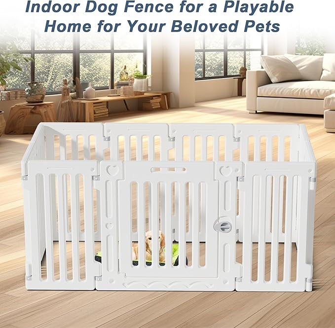 Dog Playpen with Door, DIY Shape Combination Puppy Pen,25.5" H 10-Panel Dog Fence,Non-Slip & Secure Pet Gate, Easy to Assemble-PawvioPets