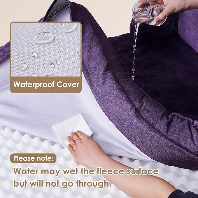 EHEYCIGA Orthopedic XL Dog Beds, Waterproof Memory Foam Dog Bed for Extra Large Dogs, Non-Slip Bottom and Egg-Crate Foam Big Pet Couch Bed with Washable Removable Cover, Purple-PawvioPets