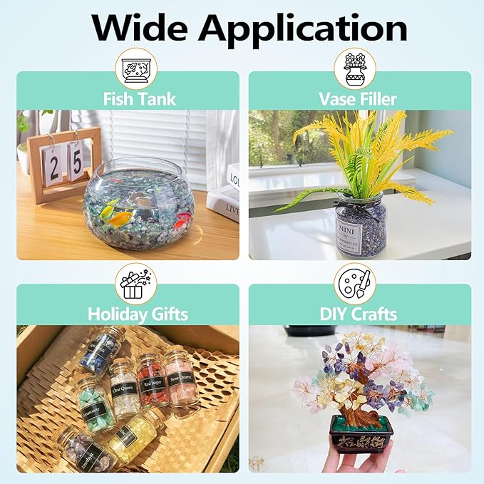 Crystals Chips Bulk Crushed Quartz Lapis Lazuli Stones 0.5 Lb/230g, Natural Irregular Shaped Healing Gravels Pebbles Decorative Stones for Fish Tank||Vase Filler|Succulent Plants Decor-PawvioPets