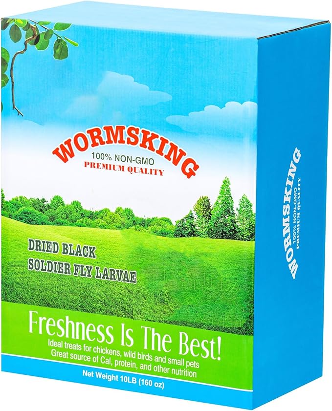 10LB Dried Black Soldier Fly Larvae, More Calcium Than Dried Mealworms, High Protein Chicken Feed, Poultry Treat-PawvioPets