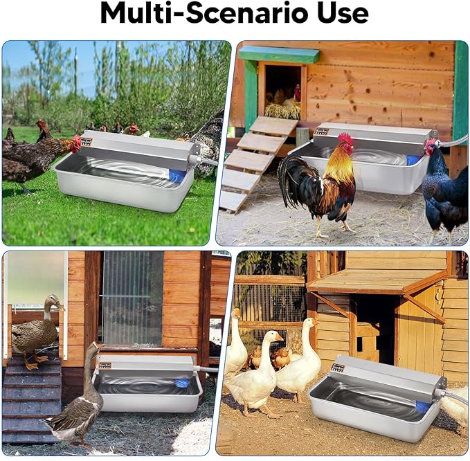 Automatic Water Dispenser for Dog, 6L Dog Water Bowl Dispenser, Large Stainless Steel Indoor/Outdoor Water Feeder Suitable for Dogs Livestock Chicken Horse, Easy to Clean-PawvioPets