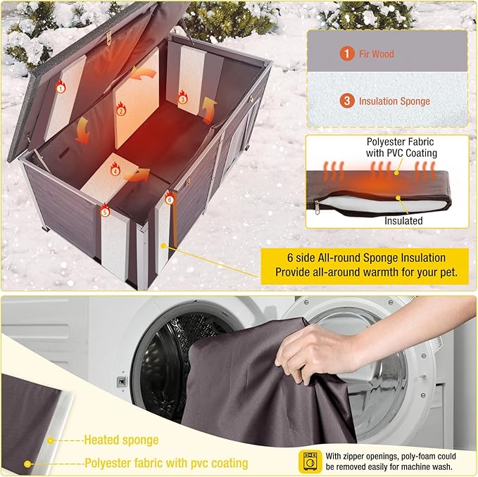 Aivituvin Outdoor Dog House 59" Extra Large Insulated Dog Kennel with Insulation Liner for Winter,All-Around Iron Frame-PawvioPets