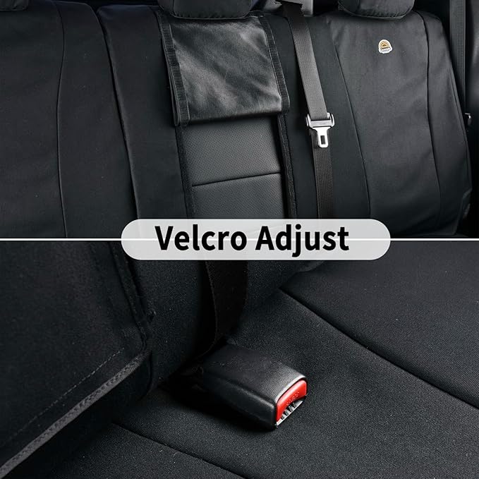Coverado Rear Car Seat Covers, Waterproof Canvas Seat Protector for Car Seat Cushions for Kids & Dogs, Seat Covers Compatible with 2015-2025 Ford F150 & 2017-2025 Ford F250 F350 F450(Black, 2PCS)-PawvioPets