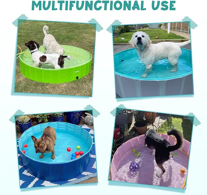 Furrybaby Dog Pool Foldable Dog Pools for Large Dogs with Hard Plate Collapsible Pet Bath Pool Kiddie Grey 63''-PawvioPets