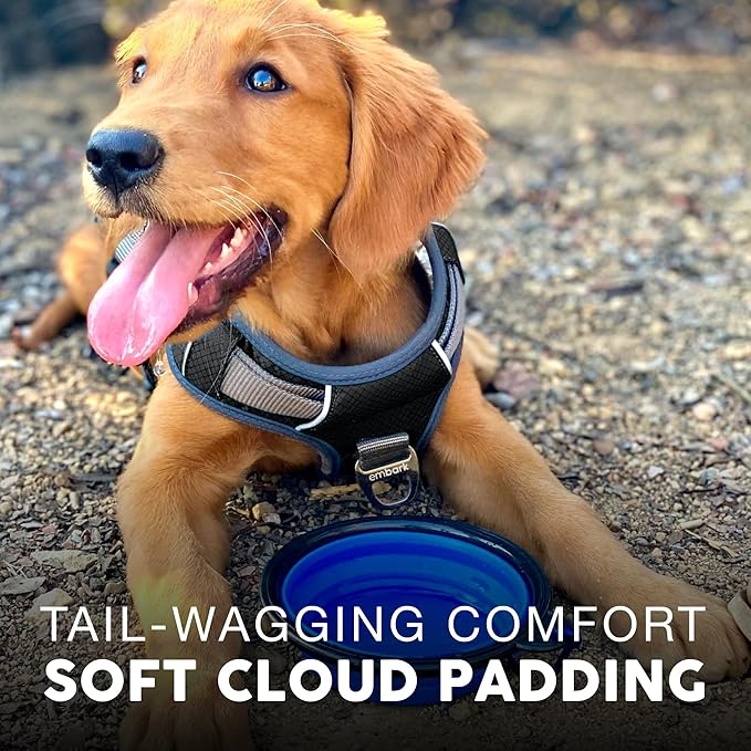 Embark Adventure Dog Harness, Reflective Trim No Pull Dog Harness for Large Dogs - Military Grade Nylon, Front Clip with Gel Lined Handle. Soft & Padded Puppy for Any Breed-PawvioPets