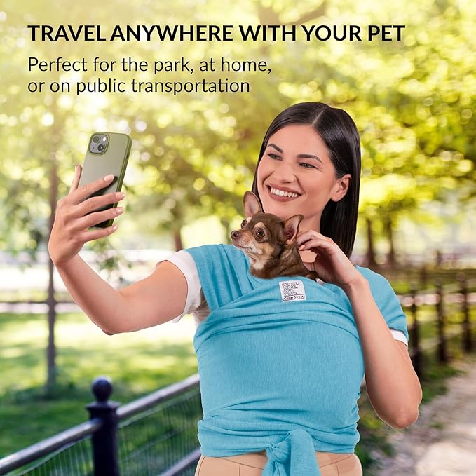 Dog Sling Carrier for Small Dogs - Anti-Anxiety Cat Sling, Puppy Pouch - Pet Sling in Gray Black Blue Green Pink Yellow (Blue, Standard)-PawvioPets