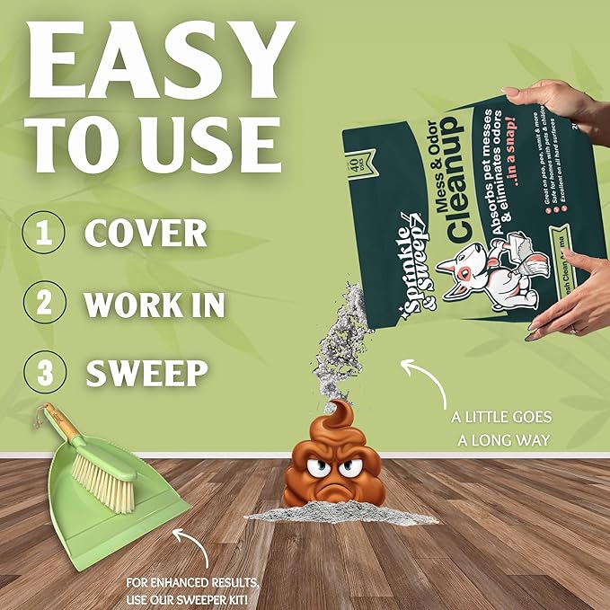 Dog Pee Cleaner | Pet Accident Cleanup Powder | Vomit Cleanup Kit for Hard Surfaces | Puppy Potty Training Aid | Dog Diarrhea Accident Absorbent | Non-Toxic Odor Remover-PawvioPets