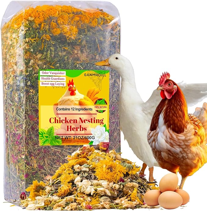 21 oz Chicken Nesting Herbs Flowers - 1.3lb Poultry Blend Herbs 12 Premium Nesting Box Herbs for Chicken Coop Refresher Boost Egg Laying Hens Herb Supplement for Backyard-PawvioPets