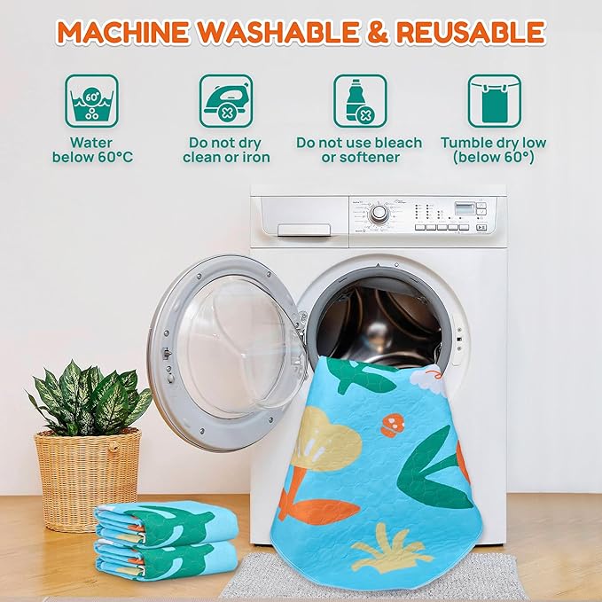 BurgeonNest Washable Pee Pads for Dogs, 2 Pack 36''x48'' Super Absorbent, Leakproof & Non-Slip Reusable Potty Pads for Puppy Playpen, Crate, Whelping Box, Potty Training, Blue-PawvioPets