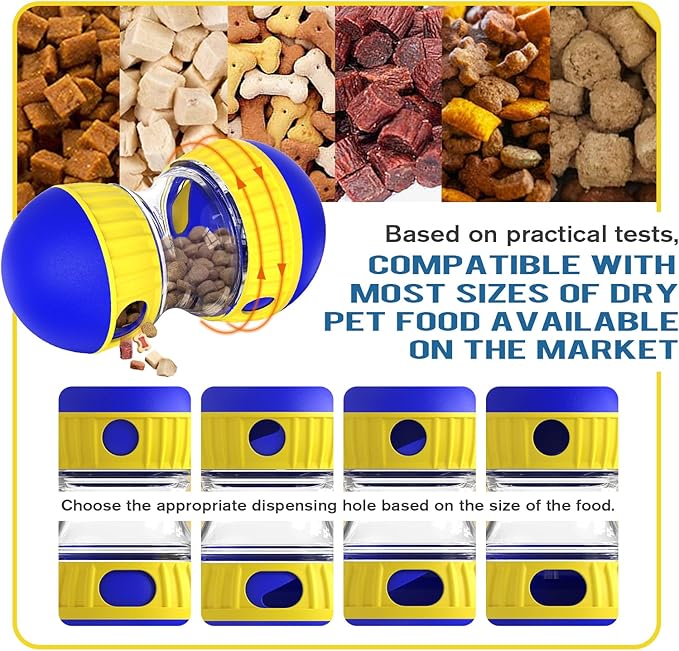 Dog Treat Dispensing Puzzle Toy Adjustable Food Dispenser Slow Feeder Puppy Enrichment Training Rolling Ball Pet Interactive Chase Toys for Small Medium Large Dogs to Keep Them Busy-PawvioPets