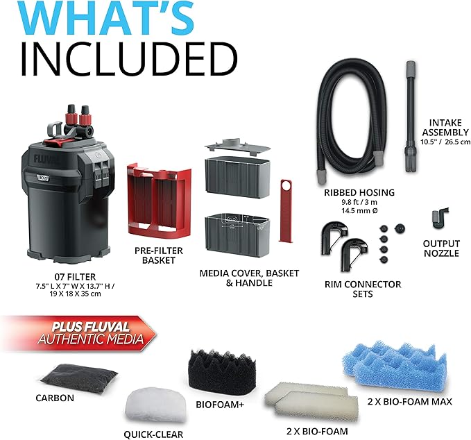 Fluval 107 Perfomance Canister Filter - for Aquariums Up to 30 Gallons - Aquarium Canister Filter-PawvioPets