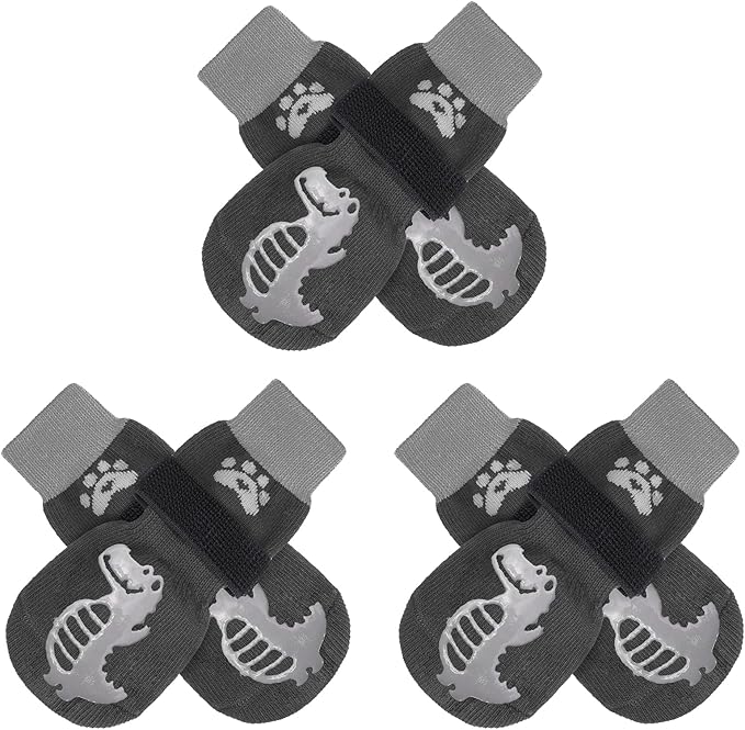 BEAUTYZOO Anti-Slip Dog Socks,Dog Shoes for Hot/Cold Pavement,Paw Protectors with Grips 3 Pairs for Puppy Small Medium Large Senior Old Dogs,Dog Socks to Prevent Licking and Hardwood Floor Protection-PawvioPets