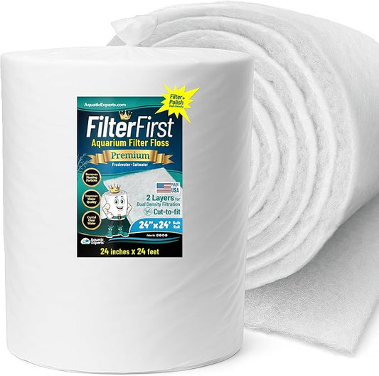 Aquatic Experts Aquarium Filter Floss for Fish Tank Filters - FilterFirst Aquarium Filter Pad - Aquarium Filter Media Roll for Crystal Clear Water, 3/4" - 1" Thick (24 Inch Wide, 24 Feet Long)-PawvioPets
