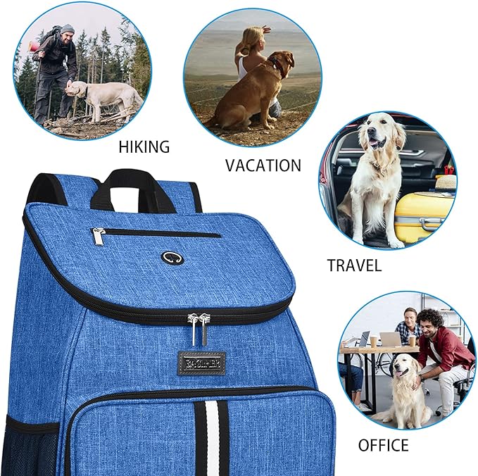 BAGLHER丨Dog Travel Bag, Airline Approved Pet Supplies Backpack, Dog Travel Backpack with 2 Silicone Collapsible Bowls and 2 Food Baskets-PawvioPets