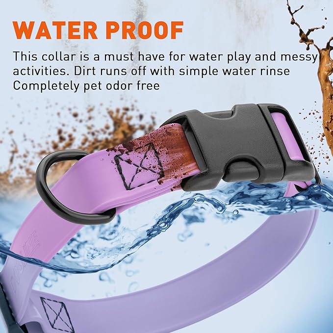 Dogline Biothane Waterproof Dog Collar with Quick Release Buckle Strong Coated Nylon Webbing with Odor- Proof for Easy Care Easy to Clean Fits Small Medium Large Dogs, Amethyst Purple 5/8" W 9-14" L-PawvioPets