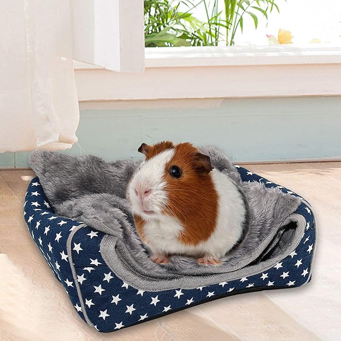 BWOGUE Guinea Pig House Bed Cozy Hamster Cave Large Hideout for Dwarf Rabbits Hedgehog Bearded Dragon Winter Nest Hamster Cage Accessories-PawvioPets