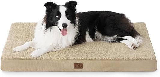 Bedsure Dog Beds Large Sized Dog - Orthopedic Flat Pet Beds with Removable Washable Cover, Egg Crate Foam Puppy Mat, Suitable for Pet Up to 65 lbs-PawvioPets