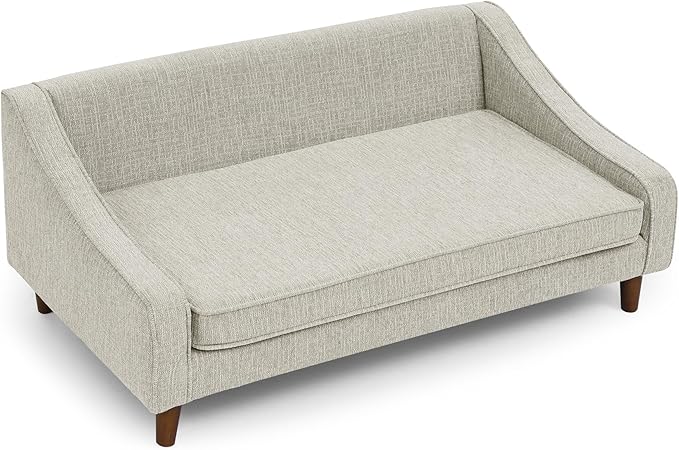 Dog Sofa Couch for Medium to Large Dogs, Durable Pet Sofa with Washable Fabric, Elevated Mini Dog Bed with Wooden Legs for Medium and Large Dogs, Beige-PawvioPets