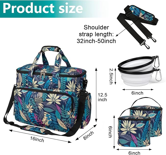 BAGLHER Dog Travel Bag, Pet Travel Bag (ALL Pet Travel Supplies), With 2 Pet Food Containers and 2 Collapsible Silicone Bowls; Essential Kits for Pet Travel Hawaii-PawvioPets