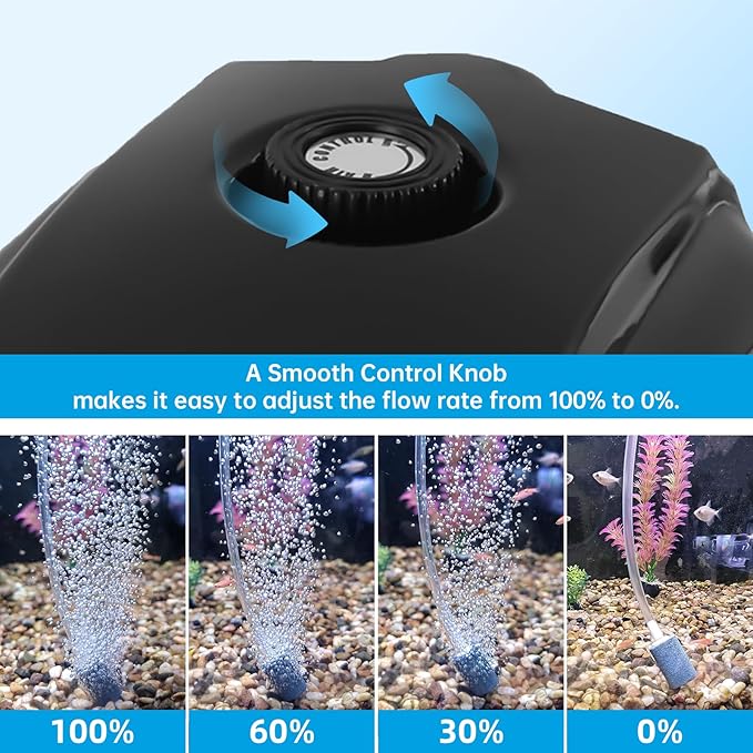 AQUANEAT Aquarium Air Pump 300GPH, for up to 200 Gallon Fish Tank, Powerful Hydroponic Aerator Pump with Tubing, Air Stones, Valves-PawvioPets