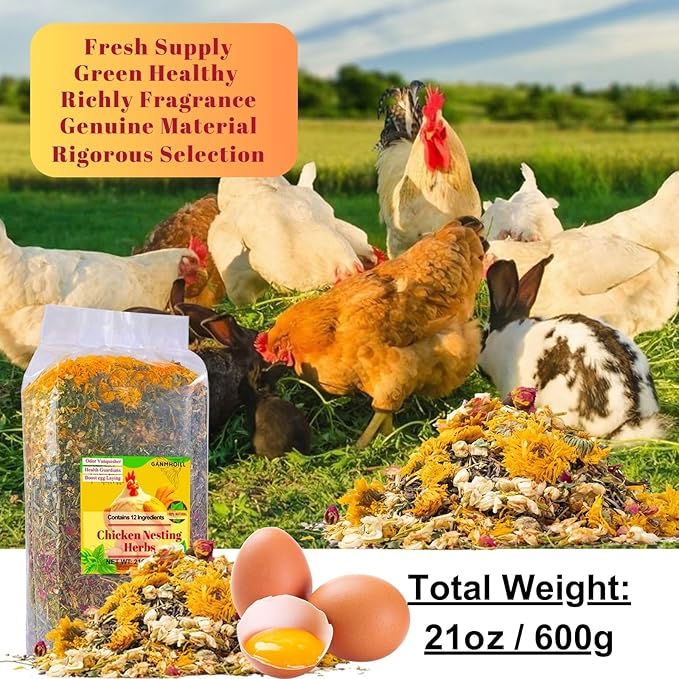 21 oz Chicken Nesting Herbs Flowers - 1.3lb Poultry Blend Herbs 12 Premium Nesting Box Herbs for Chicken Coop Refresher Boost Egg Laying Hens Herb Supplement for Backyard-PawvioPets
