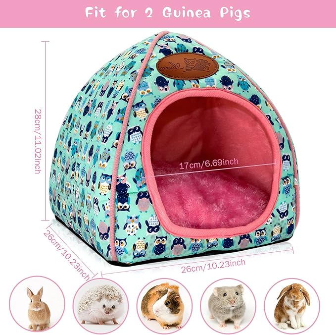 BWOGUE Guinea Pig House Bed Cozy Hamster Cave Large Hideout for Dwarf Rabbits Hedgehog Bearded Dragon Winter Nest Hamster Cage Accessories-PawvioPets