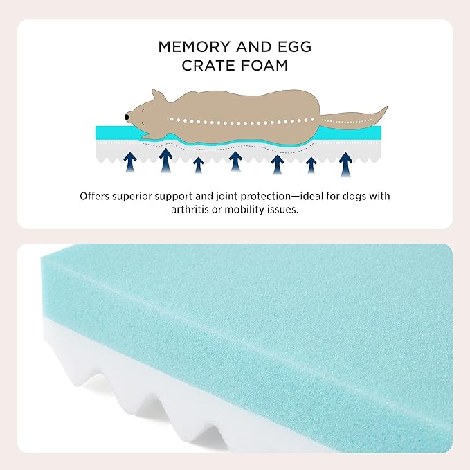 Bedsure Orthopedic Dog Bed for Medium Dogs - Flat Memory Foam Pet Mattress with Removable Washable Cover and Egg Crate Foam, Suitable for Pet Up to 35 lbs, 30x20x3 Inches, Grey-PawvioPets
