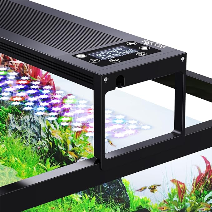 24/7 LED Aquarium Light for 12-18 Inch Fish Tank, Fish Tank Light for Plants, Auto On Off with Timer, 9 Colors, Adjustable Brightness, Daylight & Moonlight, DIY and Nature Weather Mode, 20W-PawvioPets