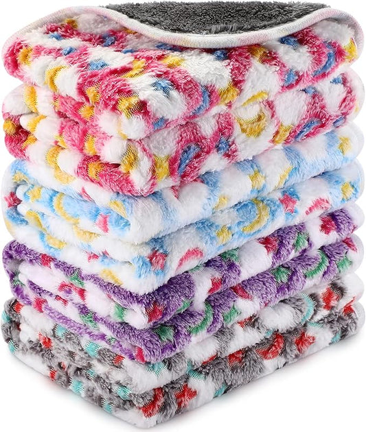 4 Pcs Waterproof Guinea Pig Blankets Washable Small Animal Fleece Bedding Absorbent Guinea Pig Cage Liners Reusable Pet Pee Pad Sleep Mat Pad Cover for Hamster Ferret (Moon Star Pattern,12 x 12 Inch)-PawvioPets