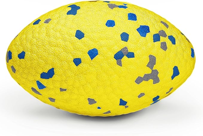 4.72" Indestructible Large Rugby Balls for Aggressive Chewers Durable Olive Bouncy Interactive Football Toy for Dogs Fetch Game Lightweight Floating Outdoor Training, Yellow-PawvioPets