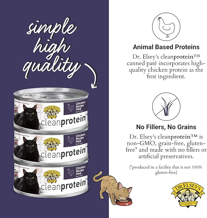 Dr. Elsey's cleanprotein Chicken Recipe Wet Cat Food, Pate 5.3 oz cans (Pack of 24)-PawvioPets