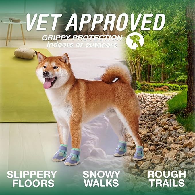 Dog Shoes for Large Dogs, Anti-Slip Dog Boots for Winter Snow, Hot Pavement, Dog Booties & Paw Protectors Blue Size 6-PawvioPets