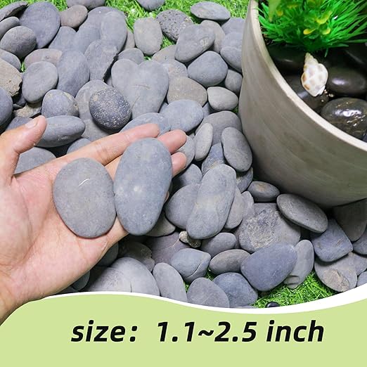 7LB River Rocks,Mexican Beach Pebbles for Plants,Potting,Garden Landscape Stone Paving Stone Grey 1Inch - 2Inch-PawvioPets