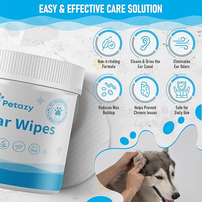 Dog Ear Wipes for Dog Yeast Wax Itch and Odor | Unscented Dog Ear Cleaner for Dogs | Natural Cleaning Puppy Ear Wipes | Soothing Ear Wipes for Pets Cat | Natural Ingredients | 125 XL Pcs-PawvioPets