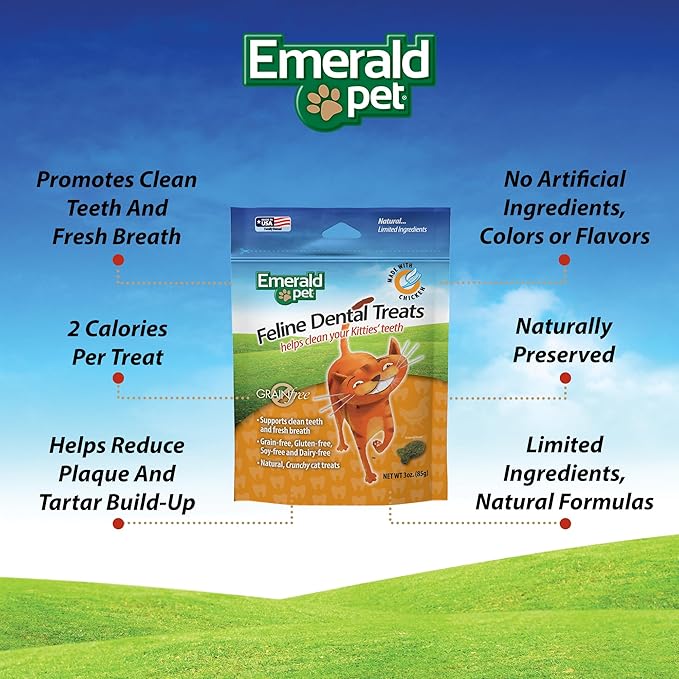 Feline Dental Treats — Tasty and Crunchy Cat Dental Treats Grain Free — Natural Dental Treats to Clean Cat Teeth, Freshen Cat Breath, and Reduce Plaque and Tartar Buildup — Chicken Treats, 3 oz-PawvioPets