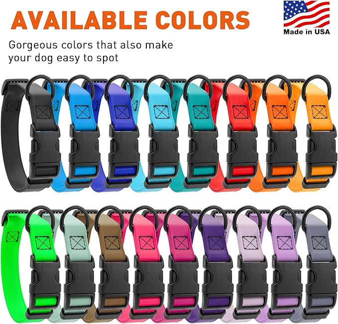 Dogline Biothane Waterproof Dog Collar with Quick Release Buckle Strong Coated Nylon Webbing with Odor- Proof for Easy Care Easy to Clean Fits Small Medium Large Dogs, Cyan Blue 3/4" W 12-19" L-PawvioPets