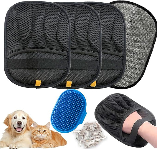 3 Packs Pet Hair Removal Glove,Pet Hair Remover for Cat & Dog,New Upgraded Electrostatic Gloves Pet Hair,Reusable Electro Static Pet Hair Remover Electrostatic Gloves for Furniture,Couch (3 Packs)-PawvioPets