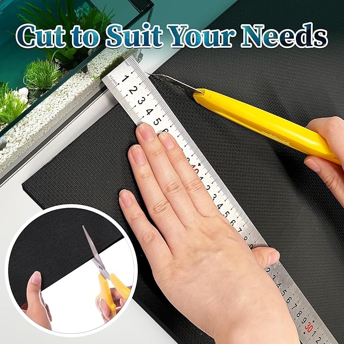 15 x 30 x 0.2 Inches Aquarium Leveling Mat 2PCS/Set Neoprene Non-Slip Shockproof Fish Tank Pad Waterproof Textured Surface for Uneven Surfaces Durable Fish Tank Mat with Easy-Cut Edges-PawvioPets